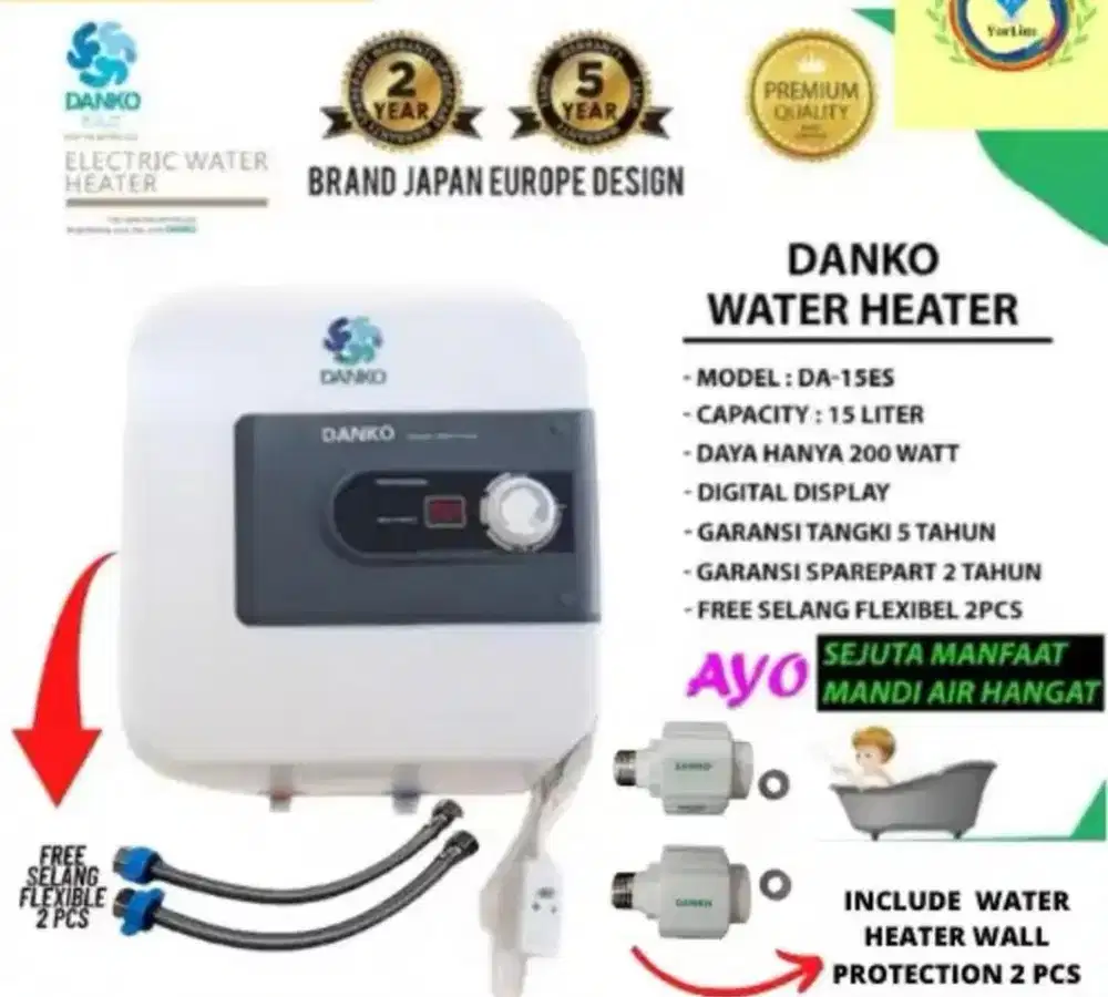 Water Heater Listrik Danko Type DA15ES (15 Liter) Brand Japan