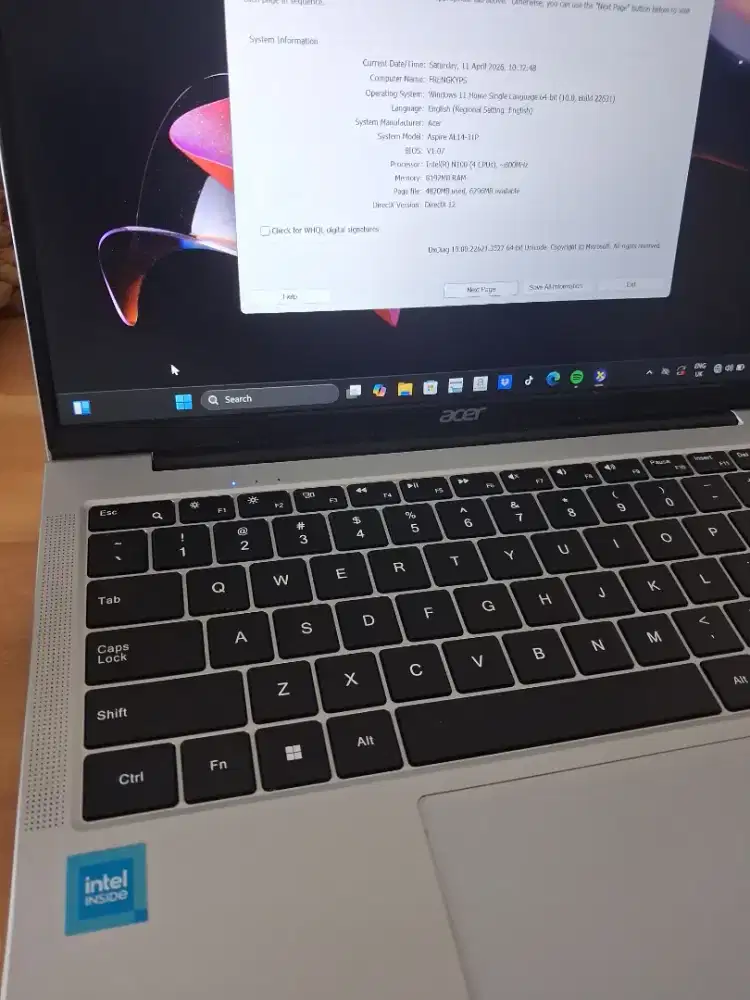 Laptop Acer Aspire Lite 14,Intel N100 RAM 8,Ram 256