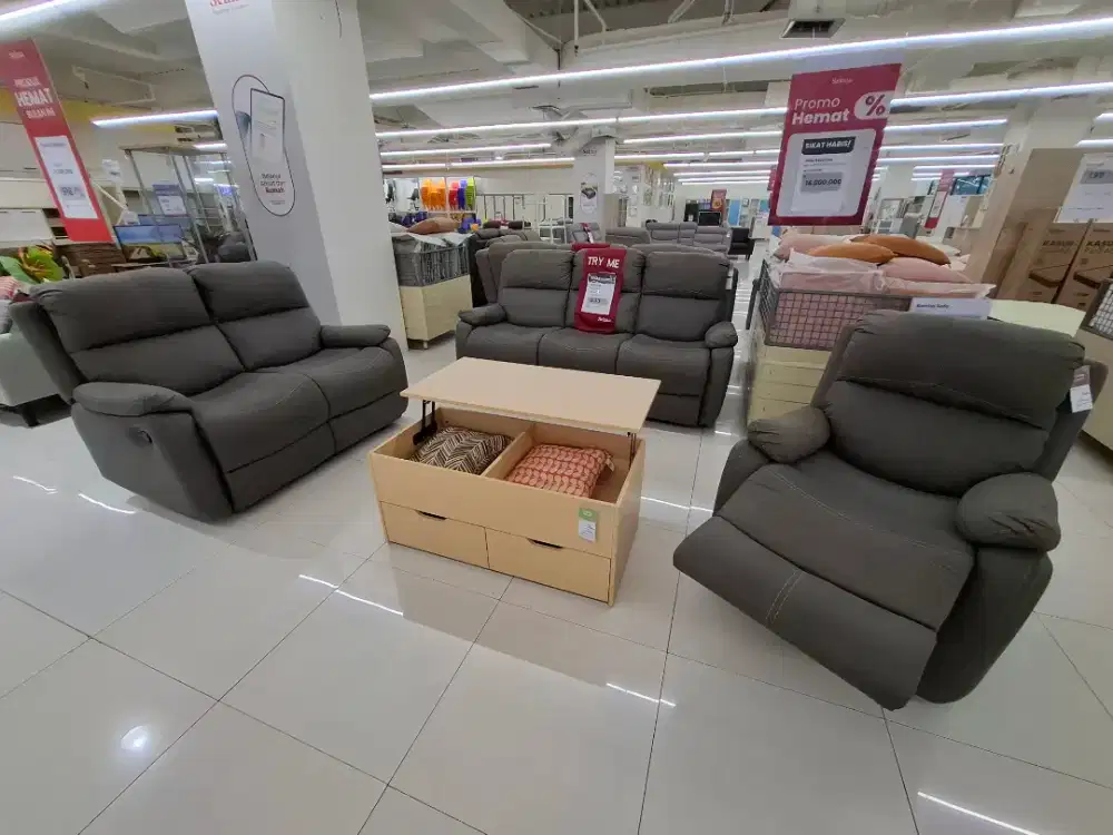 Promo Sofa Recliner Set Nathan Abu abu