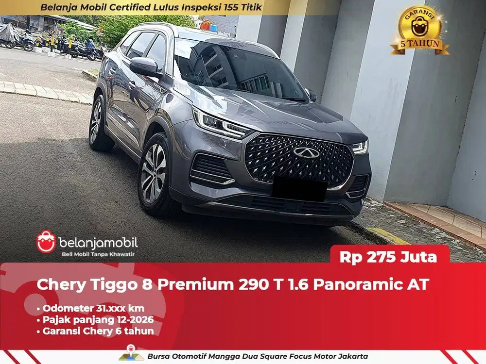 [ GARANSI 5TH ] Chery Tiggo 8 Premium 290 T 1.6 Panoramic 2024/2025