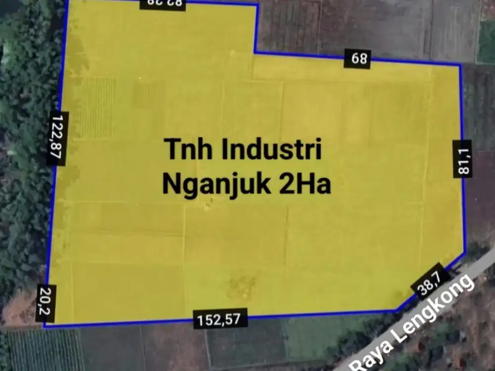 Dijual Lahan Zona Industri Lokasi Lengkong Nganjuk Luas 2 Ha Bu!!