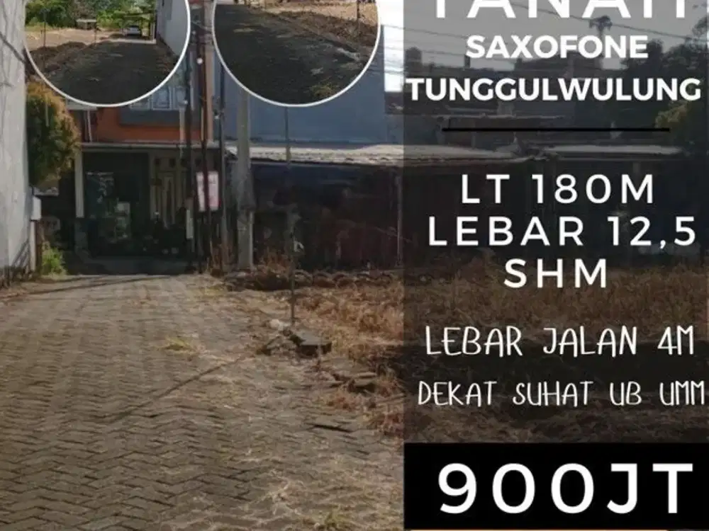 Tanah dijual di tunggulwulung tegalgondo UMM UB SUHAT lt180 900jt-an