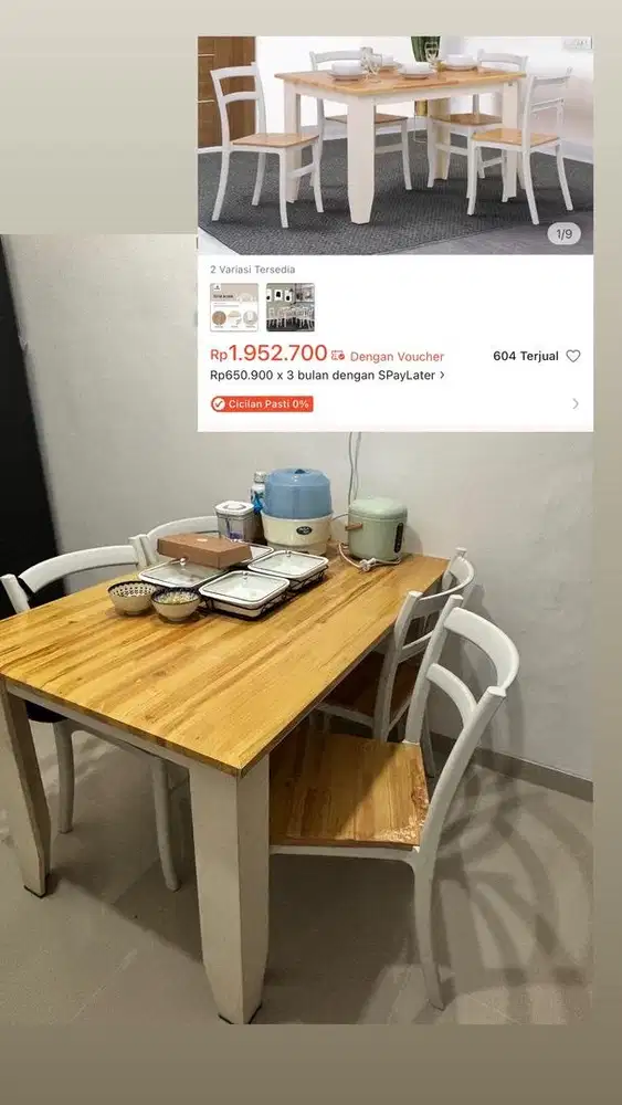 Preloved meja makan - set 4 kursi