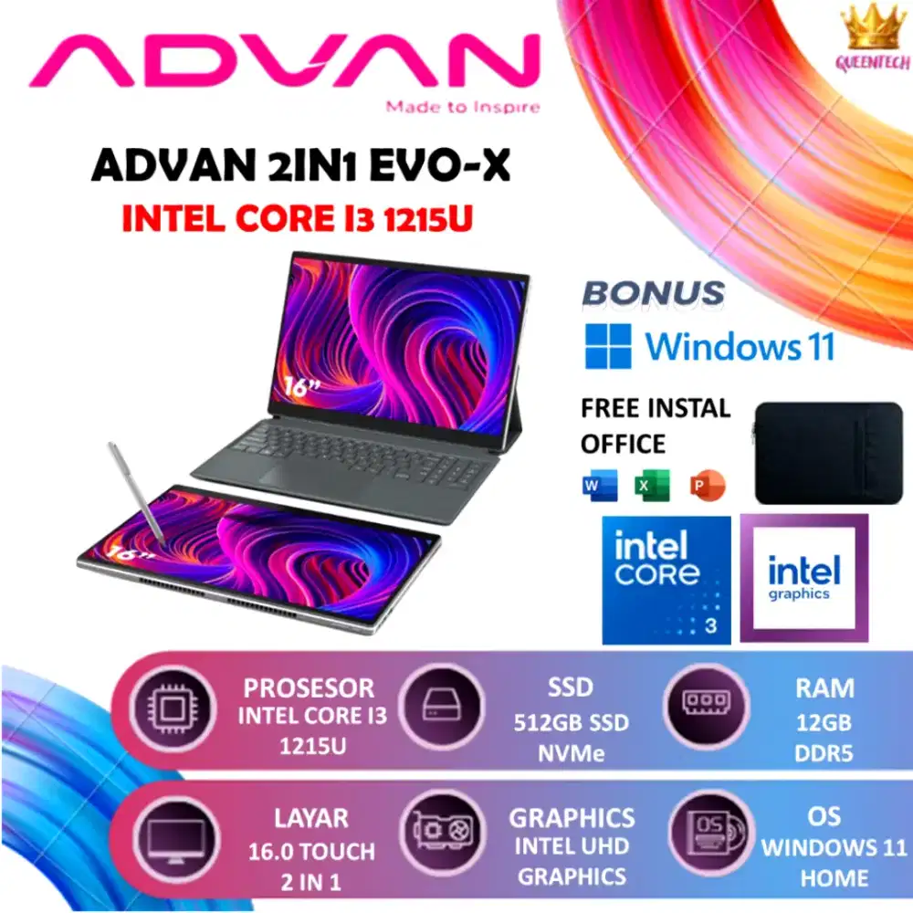 NOTEBOOK ADVAN 2IN1 EVO-X INTEL CORE i3 12/512 GB