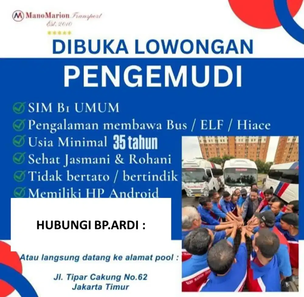 LOWONGAN DRIVER SIM B1