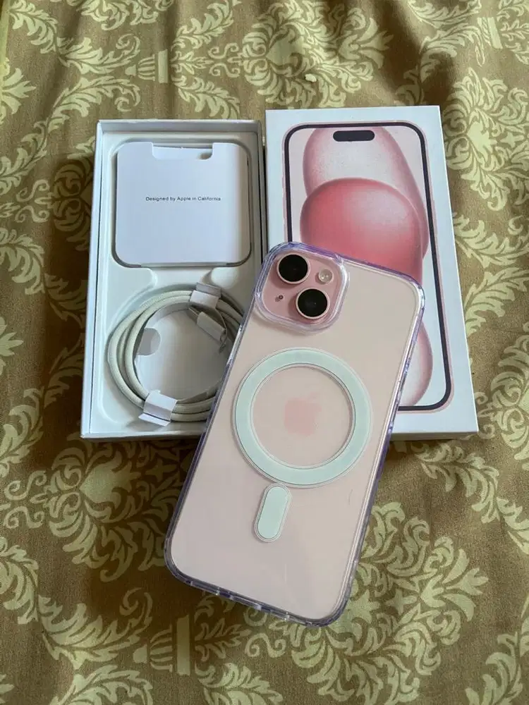 IPHONE 15 128GB RESMI IBOX FULL BH 88% PINK