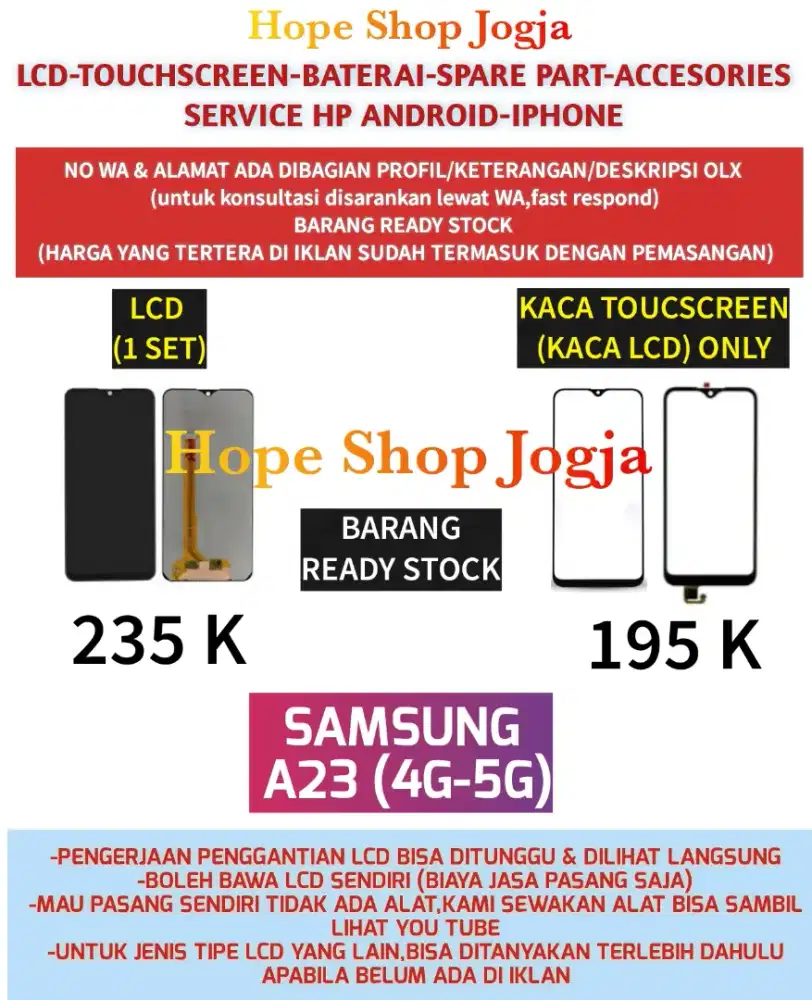 Touchscreen-Baterai-Lcd Samsung A23 (4G/5G)