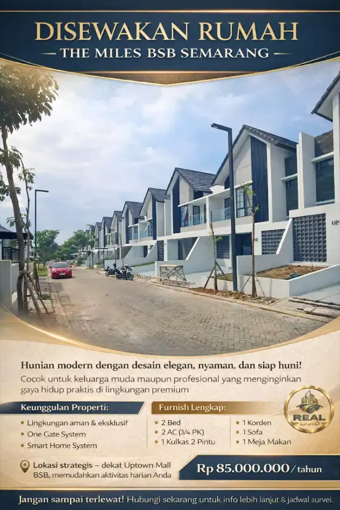 DISEWAKAN RUMAH FULL FURNISHED BARU DI THE MILES BSB SEMARANG