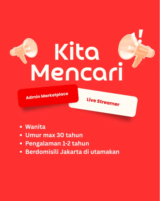 Lowongan Admin Marketplace dan Live Streamer