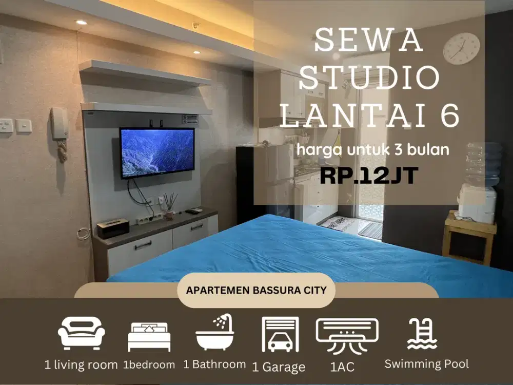 sewa studio full furnished samping mall lantai 6 apartemen bassura city