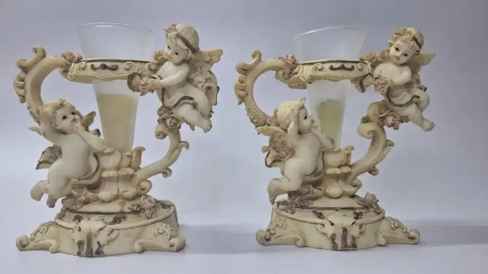 1 pasang TEMPAT LILIN ANTIK EX JAPAN.