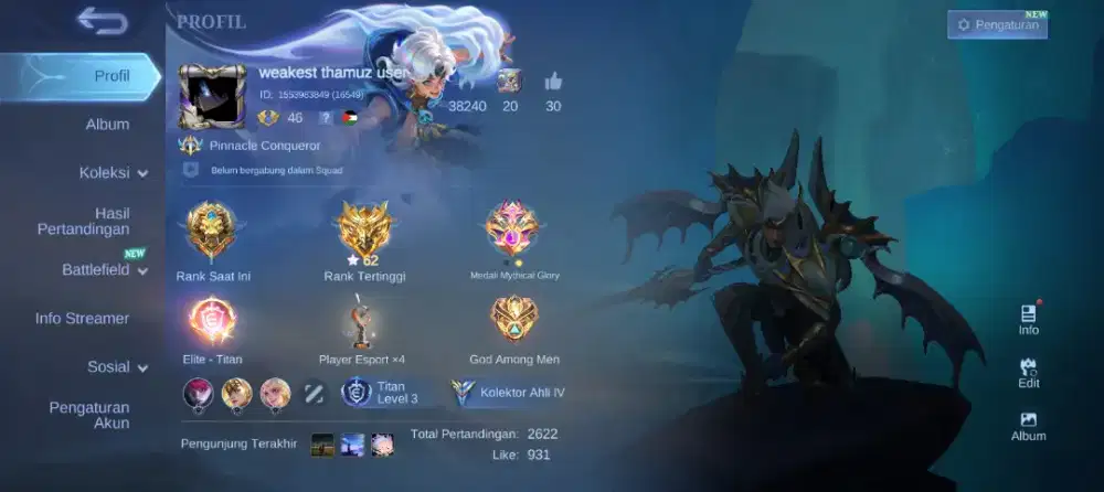 JUAL AKUN MOBILE LEGENDS SKIN 140+ HERO 84+ EMBLEM MAX AKUN PRIBADI