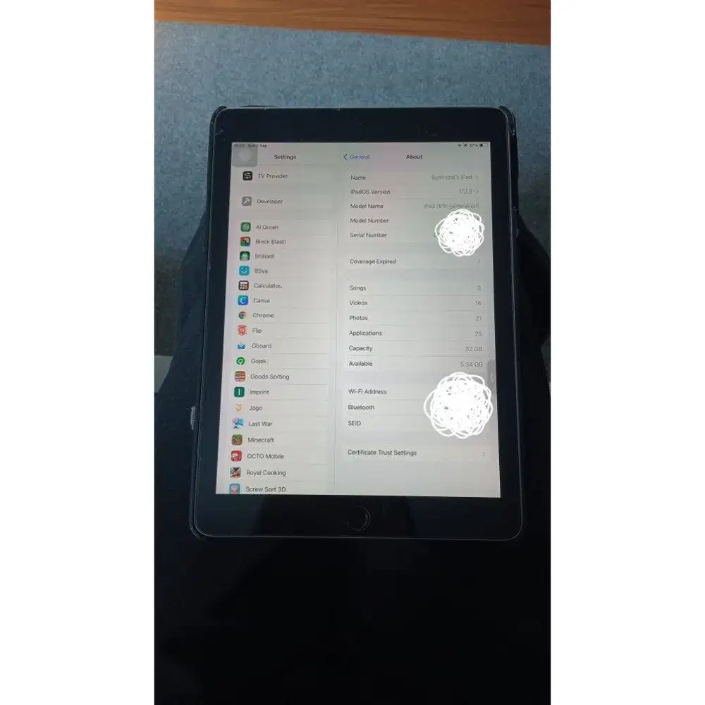 (COD Only) Ipad 6 Second Pemakaian Pribadi (all normal) 32GB Wifi