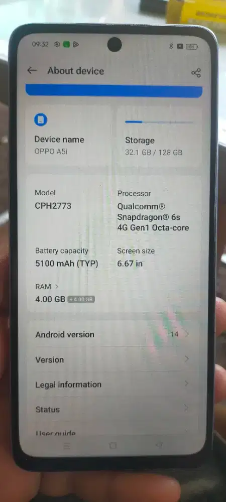Oppo a5i ram 4+4/128