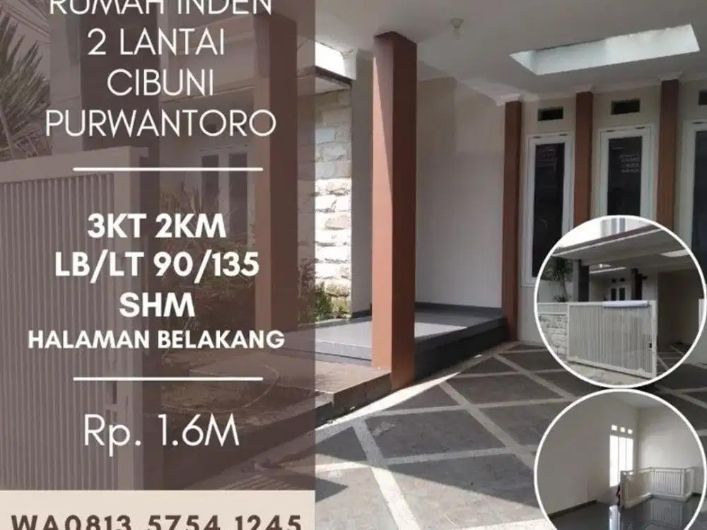 Rumah dijual kawasan sulfat Purwantoro malang 2Lt LT135 3KT hanya 1.6M
