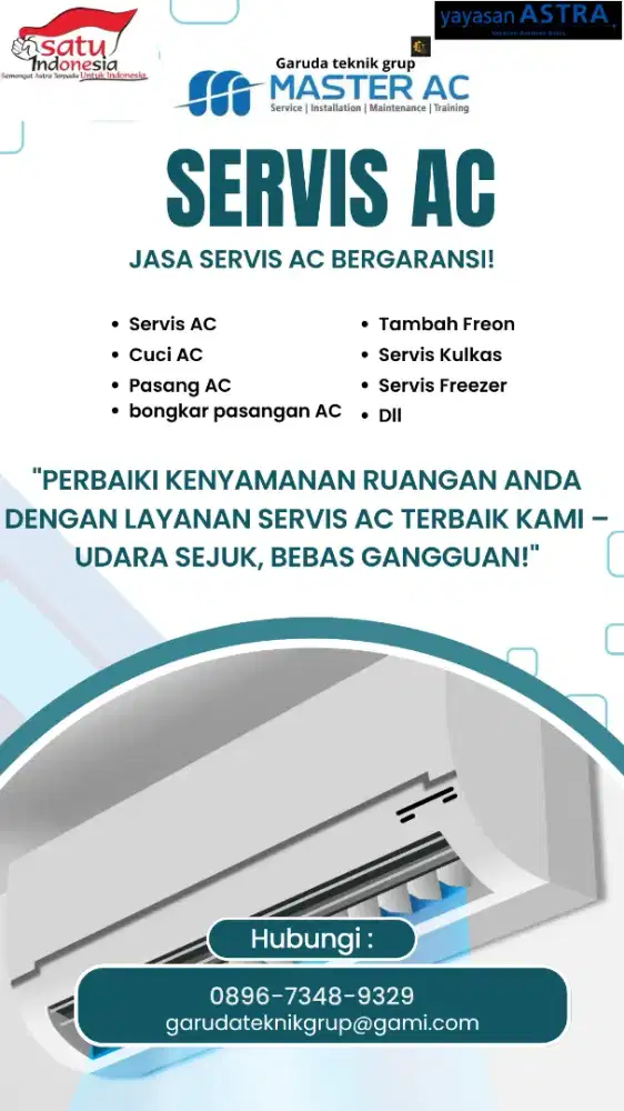Servis AC,mesin cuci, mesin kulkas