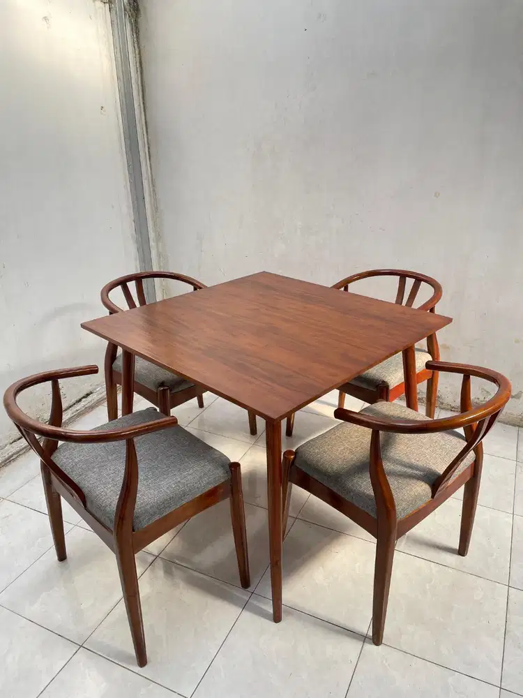 SET MEJA MAKAN KAYU MINIMALIS | MEJA CAFE RESTO AESTHETIC