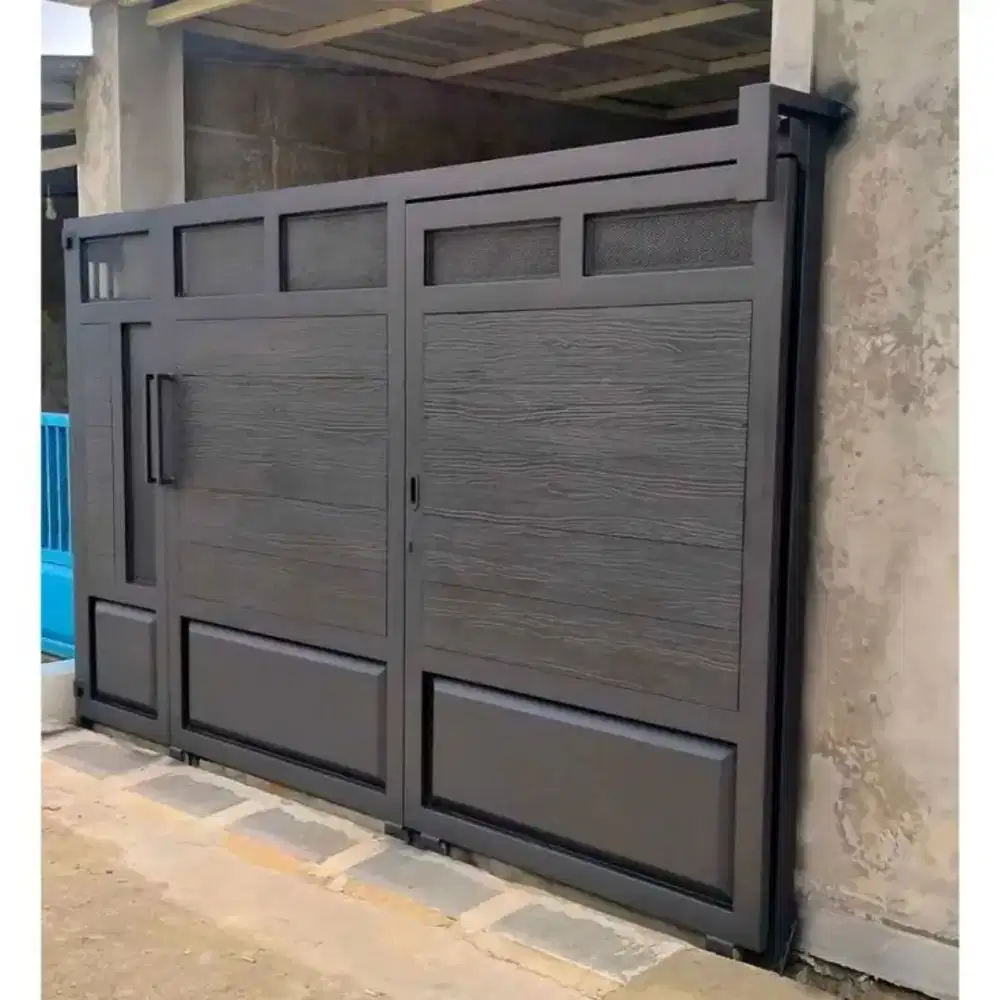 Pagar Kayu Kombinasi Plat