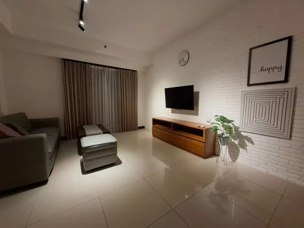 SEWA Apartemen Waterplace Pakuwon Mall 3BR jadi 2BR Furnished