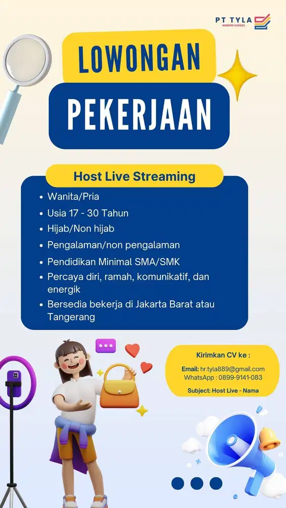 LOWONGAN KERJA HOST LIVE STREAMING