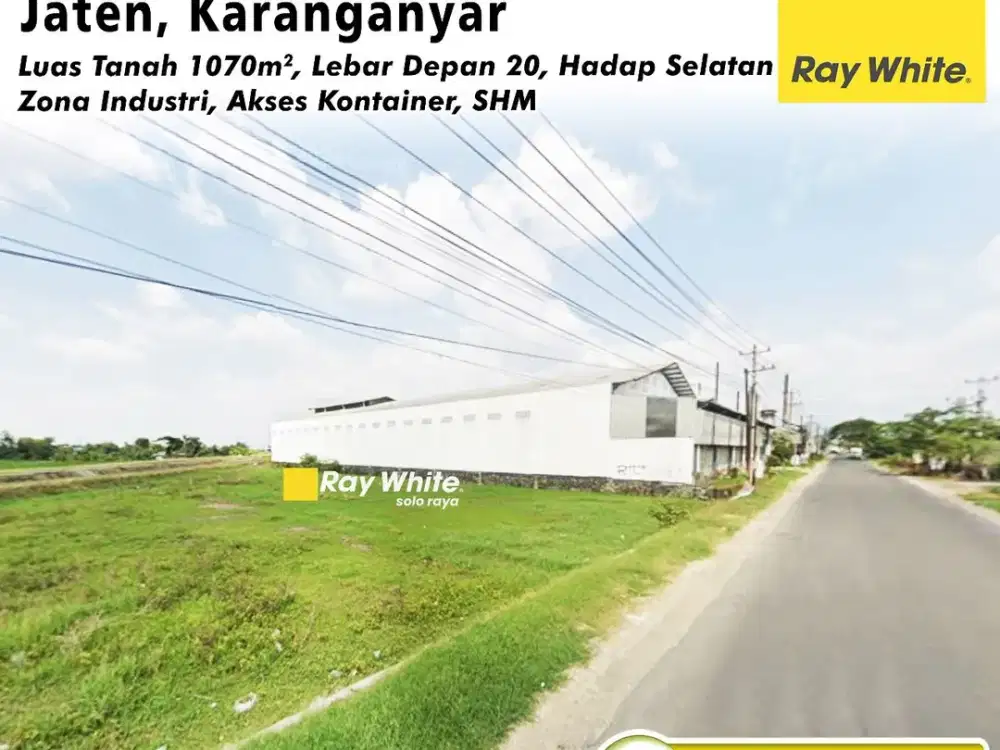 Dijual Tanah 1000meter Zona Industri Akses kontener di dagen jaten Karanganyar