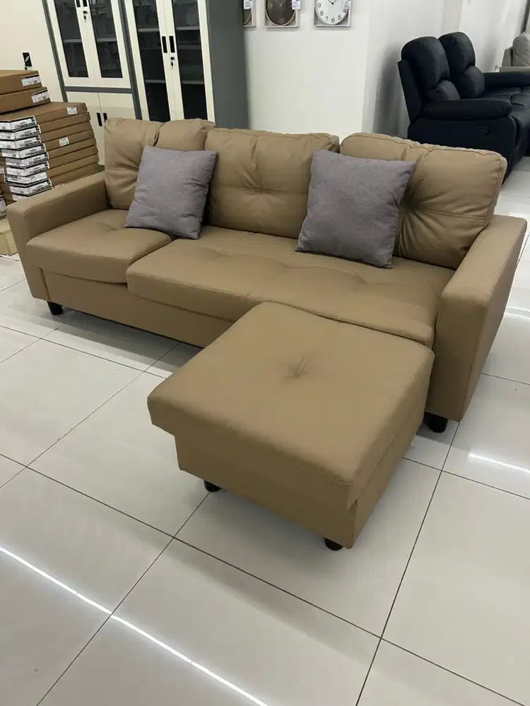 SOFA L CANTIK KULIT SINTETIS