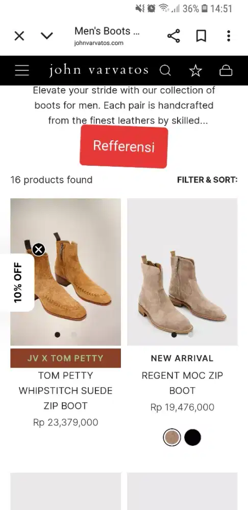 sepatu boots john varvatos USA size 42