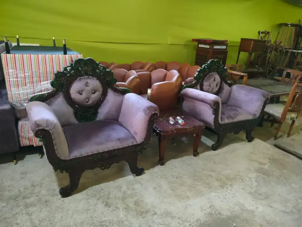 SET KURSI TAMU MEWAH DESAIN ISTANA - MOTIF BUNGA