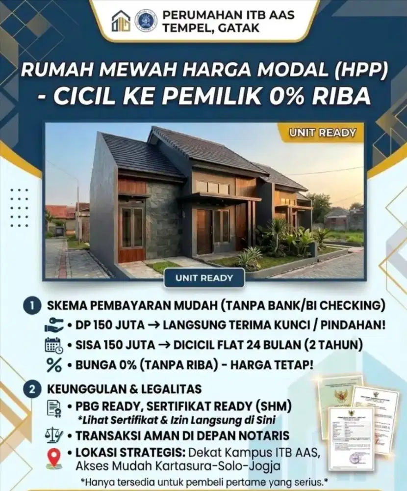 Perumahan minimalis cluster besar, banyak PROMO