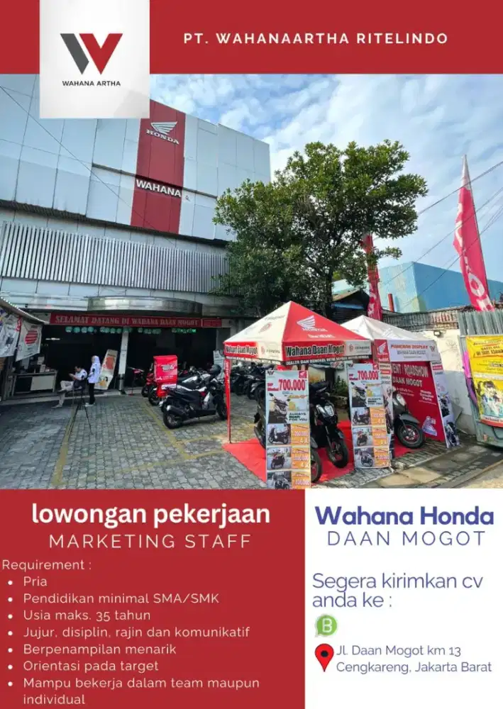 DIBUTUHKAN SEGERA MARKETING HONDA