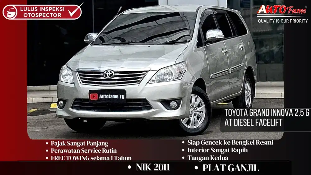 Toyota Grand Innova 2.5 G AT Diesel Facelift NIK 2011 Akhir Silver