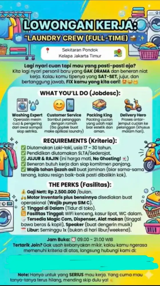 Lowongan Laundry Crew