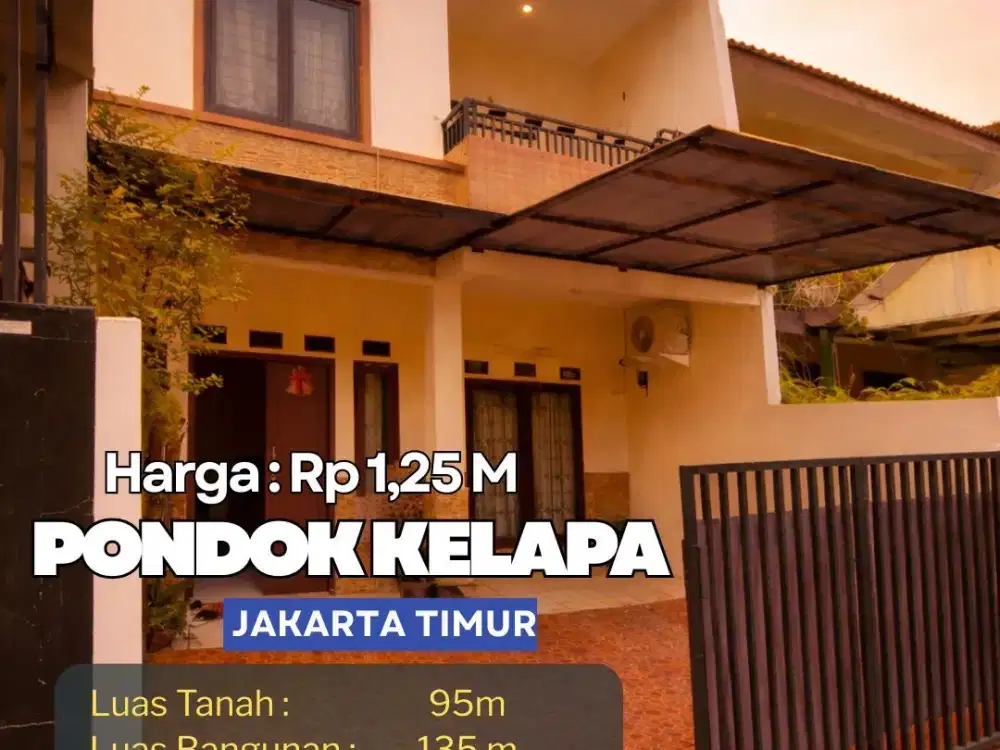 Like New! Rumah 2 Lantai Pondok Kelapa Termurah, SHM, 1,25 M, Bebas Banjir ⭐ AC59