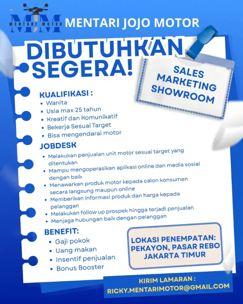 DIBUTUHKAN SEGERA SALES MARKETING