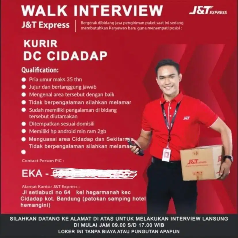 LOKER KURIR AREA CIDADAP COBLONG SETIABUDI HEGARMANAH