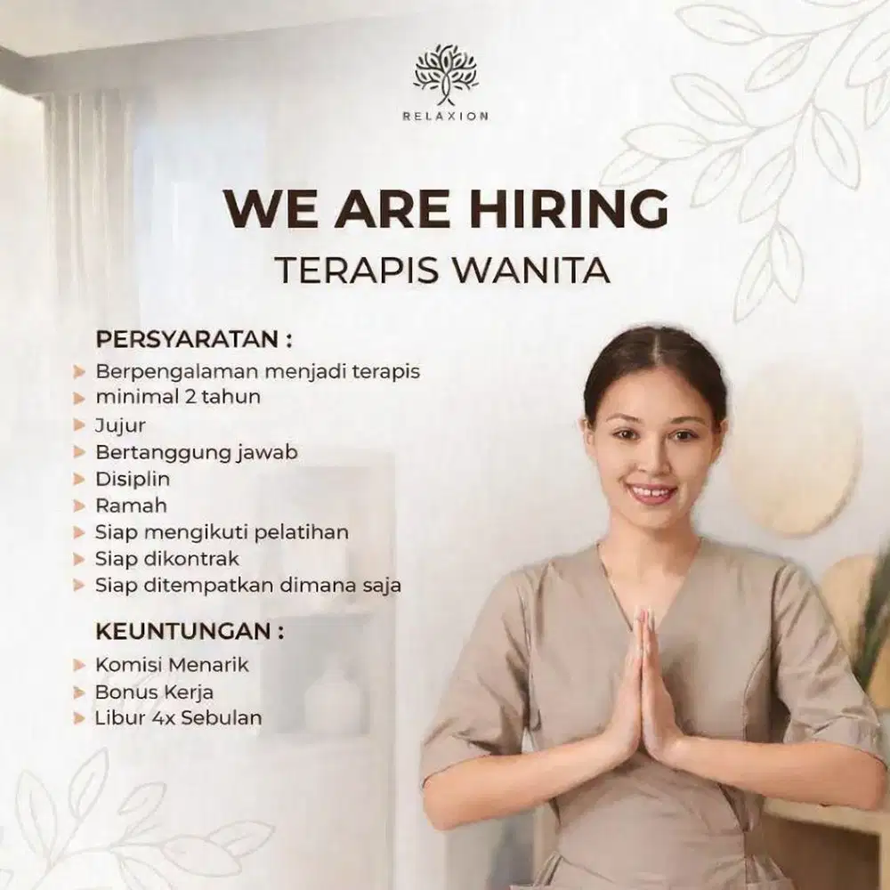 Lowongan Kerja Terapis Wanita - Relaxion