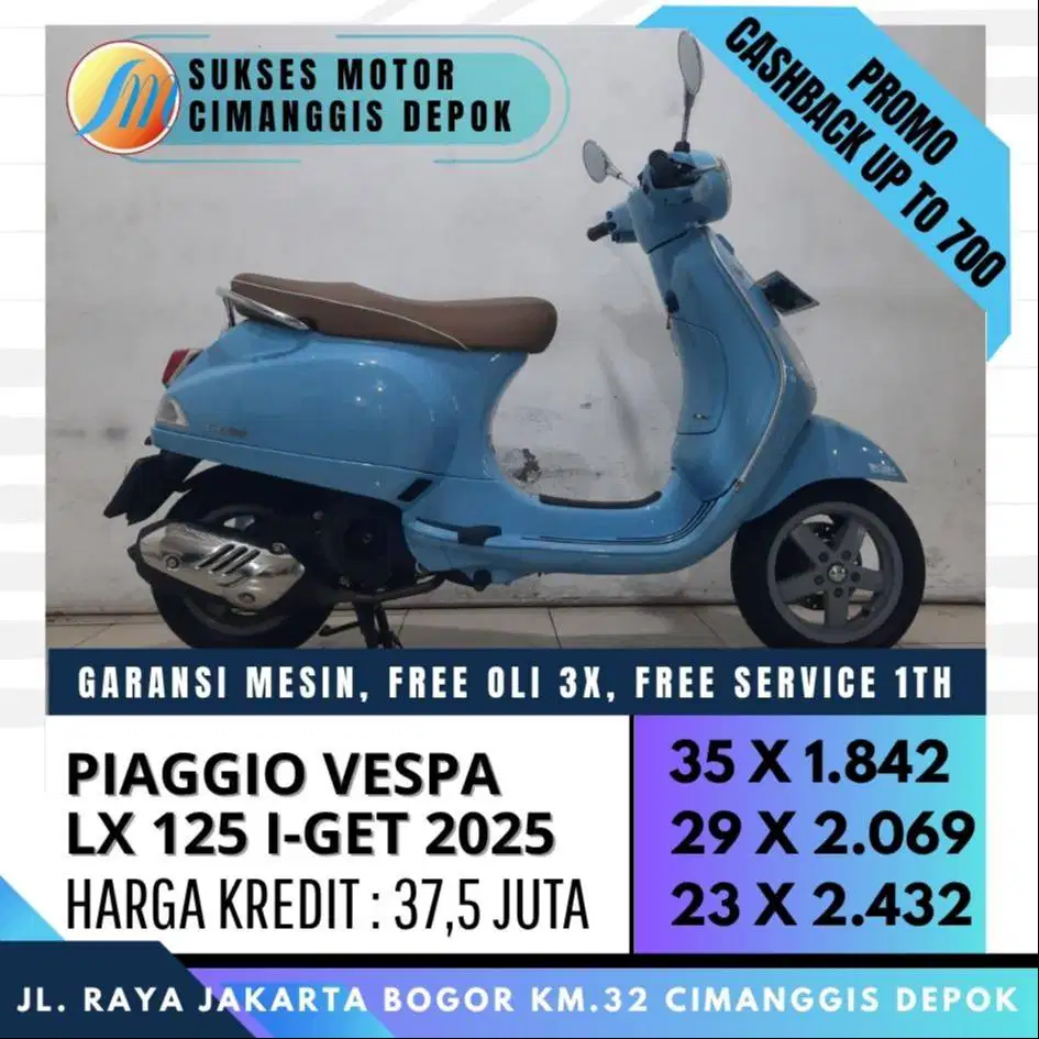 KM LOW VESPA LX 125 I-GET 2025 TERMURAH CICILAN RINGAN [SUKSES MOTOR]