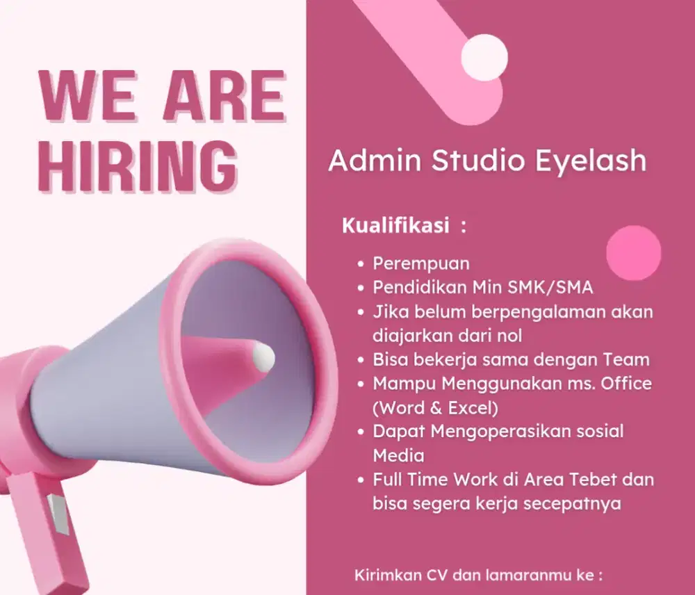 We Are Hiring Admin Studio