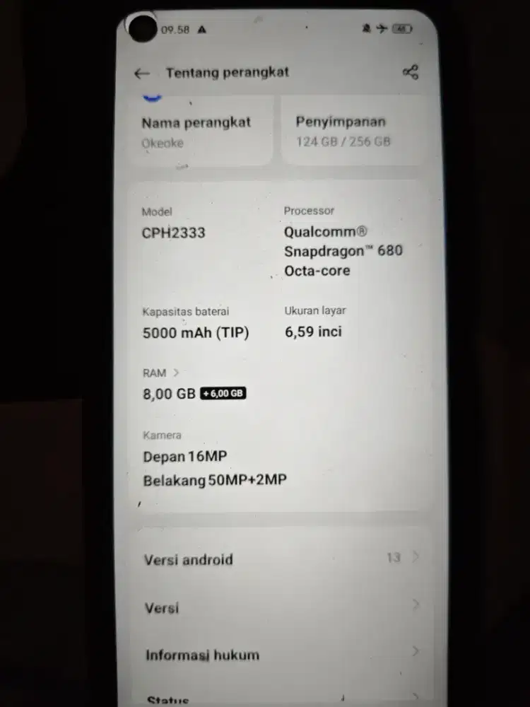 Oppo a96 warna hitam