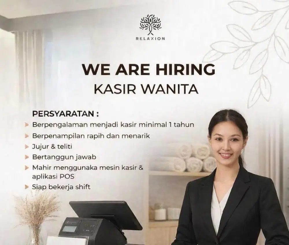 Lowongan Kerja Kasir Wanita - Relaxion