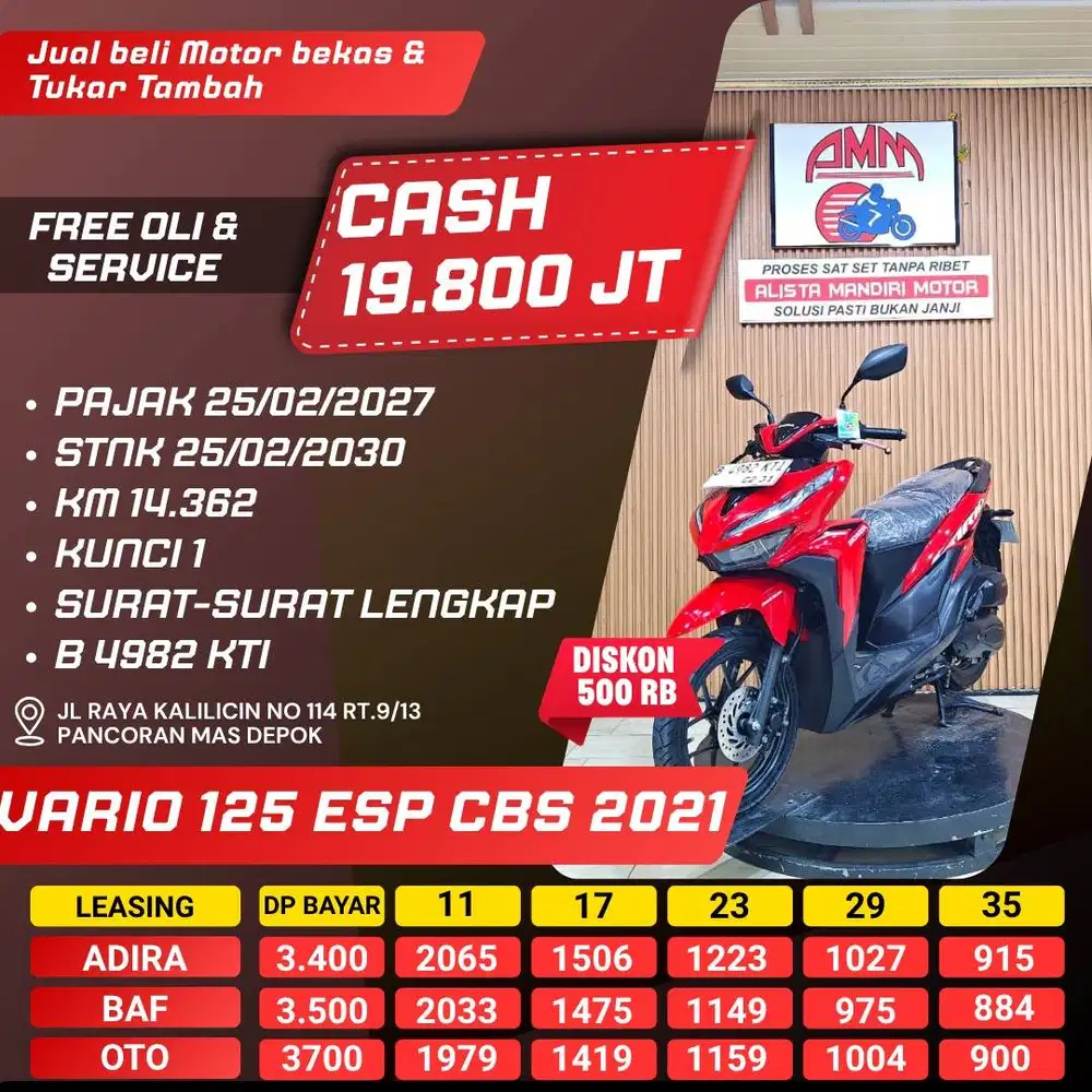 VARIO 125 CBS 2021 PAJAK HIDUP KREDIVO INDODANA CC 0% ALLOBANK ALISTA