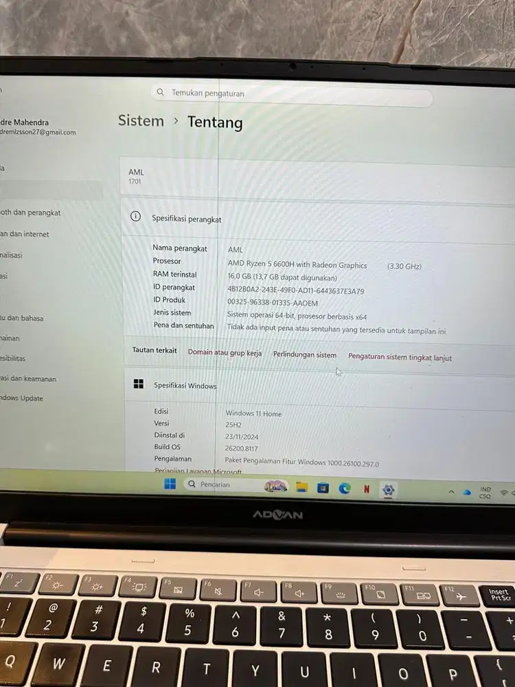 Advan workplus 16/512 ryzen 5 6600h