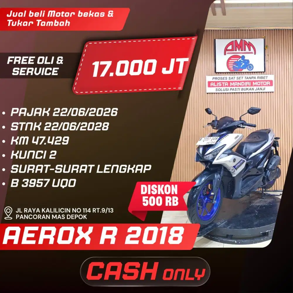 AEROX R 2018 PAJAK HIDUP KUNCI 2 KREDIVO INDODANA SPAYLATER CC ALISTA