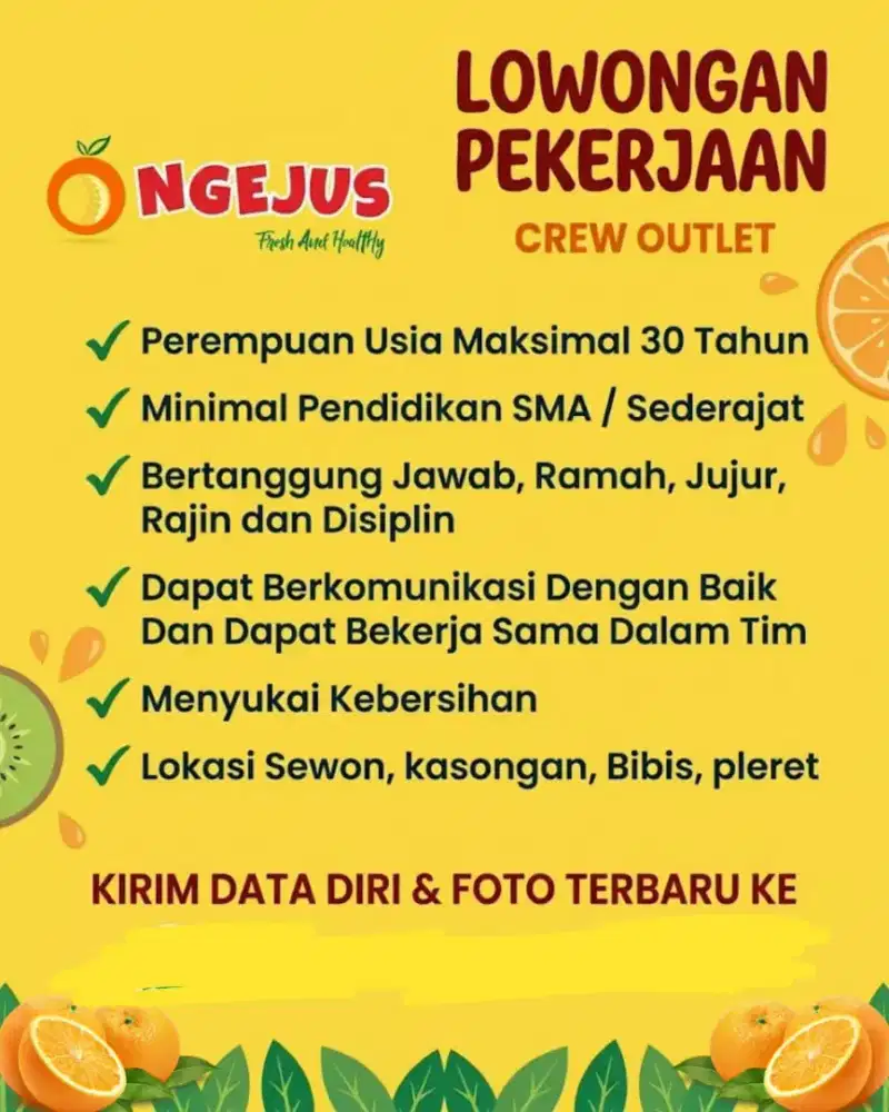 Lowongan crew outlet ngejus Indonesia