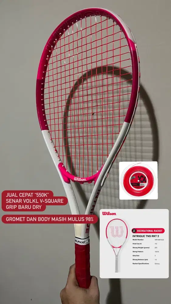 Raket tennis Wilson Intrigue 113 pink