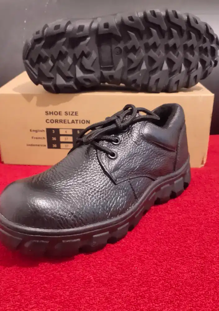 SEPATU SAFETY KULIT OMEGA HITAM TALI UKURAN 40