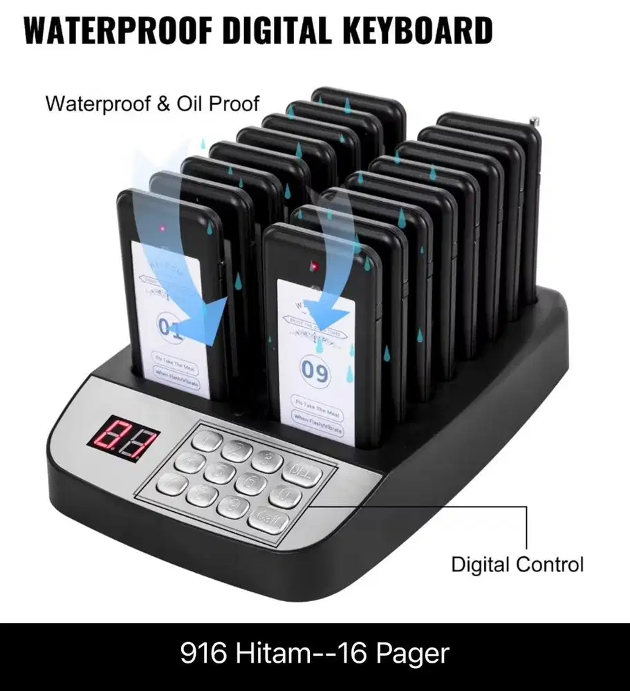 Alat Pemanggil Antrian Calling System Wireless Restoran Bell 16 pager