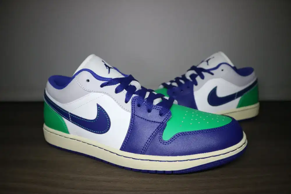 Jordan 1 low ukuran 45 green & blue