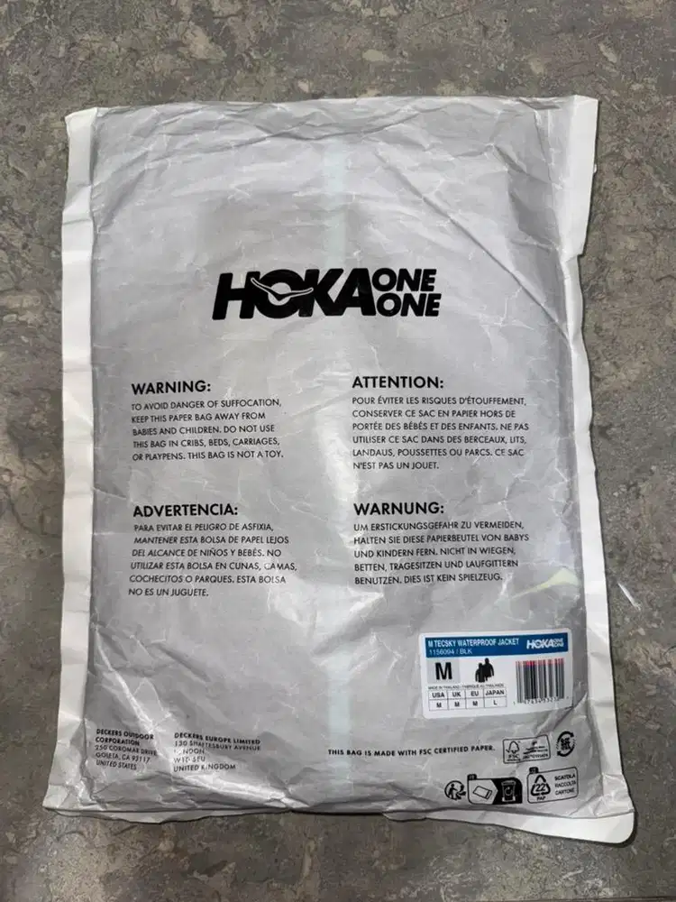 [Baru] Hoka Tecsky Waterproof Jacket, Black, M