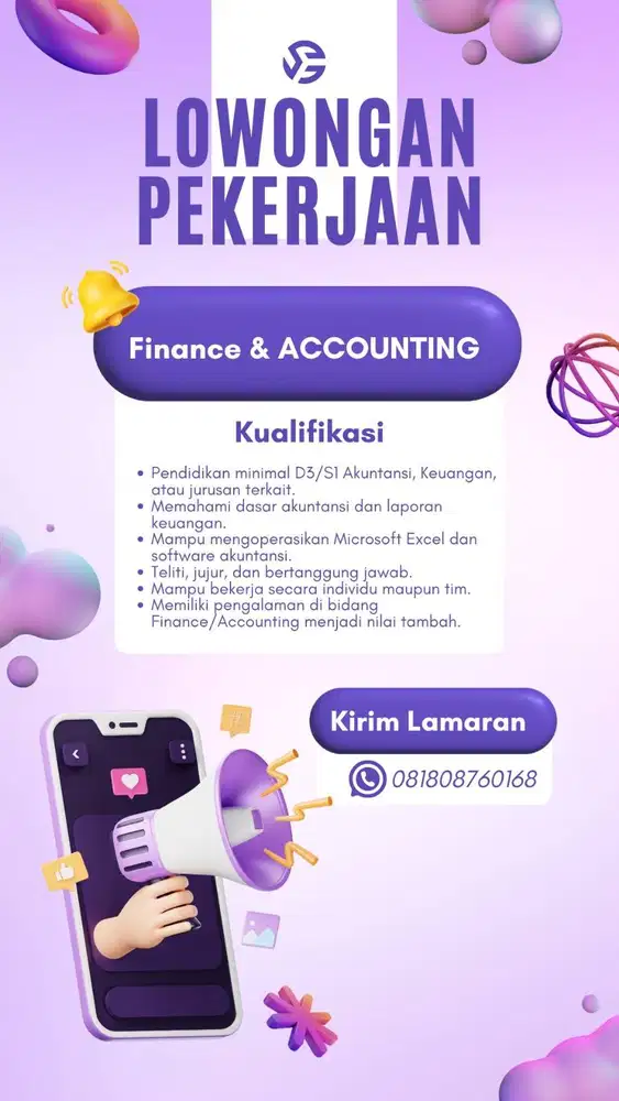 LOWONGAN FINANCE ACCOUNTING